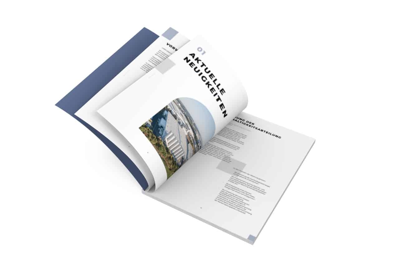 Otwarty magazyn firmowy ze zdjęciami i tekstami